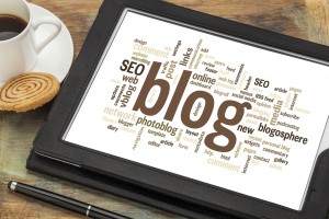 blog word cloud on digital tablet